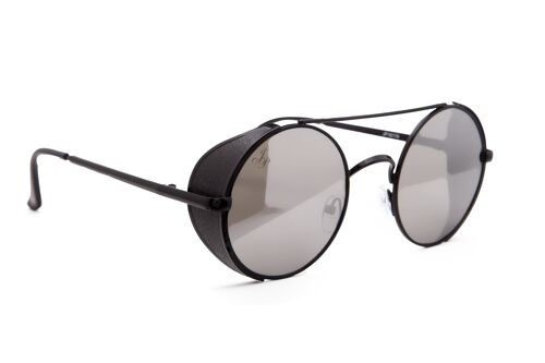 BLACK ROUND FRAME WITH MIRROR LENSES