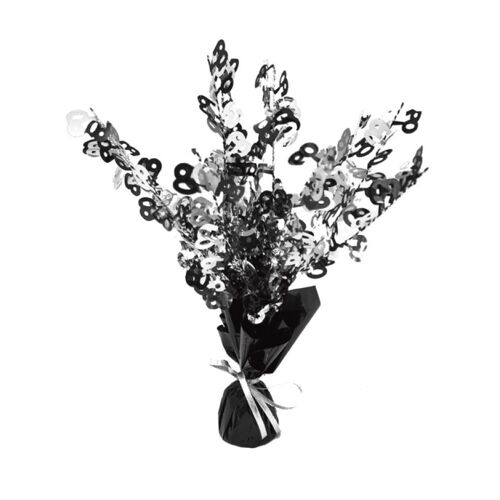 Black & Silver Foil Spray Weighted Centrepiece Age 60