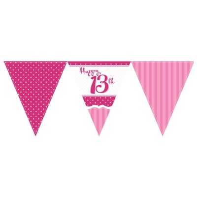 Bandierina di carta per il 13° compleanno perfettamente rosa