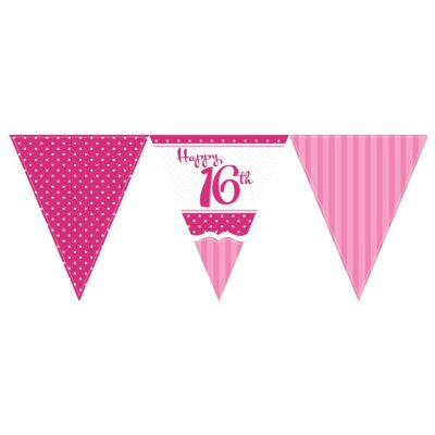 Bandierina di carta per il 16° compleanno perfettamente rosa