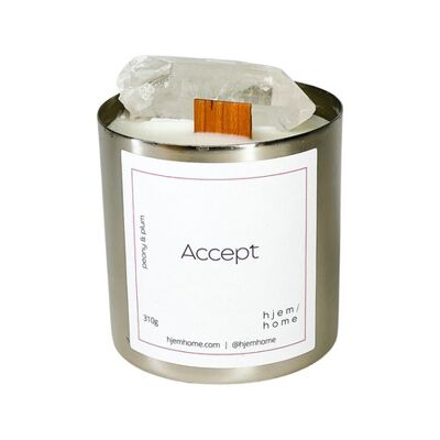 Clear Quartz Infused ACCEPT Candle | Peony + Plum