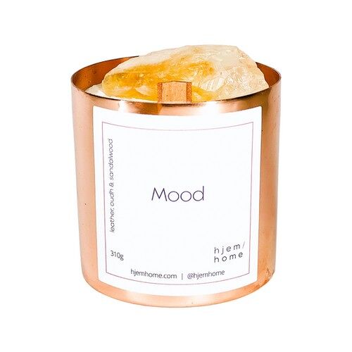 Citrine Infused MOOD Candle | Leather, Oudh + Sandalwood