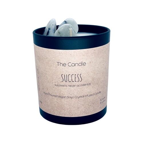 Rainbow Moonstone Infused Candle | SUCCESS | Dark Musk + Oak