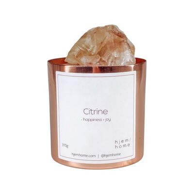 Citrine Infused Candle | Manifest Metal | Leather, Oudh + Sandalwood 310g