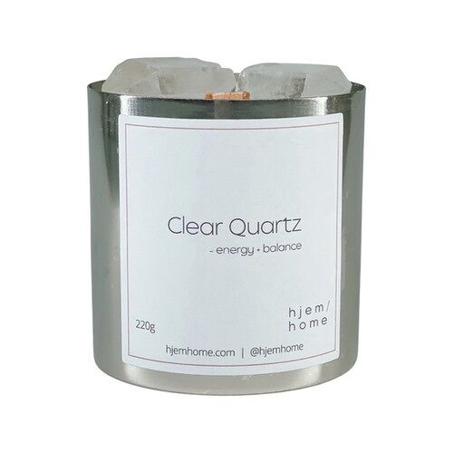 Clear Quartz Infused Candle | Manifest Metal | Peony + Plum