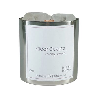 Clear Quartz Infused Candle | Manifest Metal | Peony + Plum
