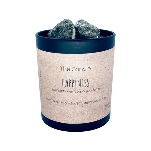 Pyrite Infused Candle | HAPPINESS | Vanilla Pod + Pear