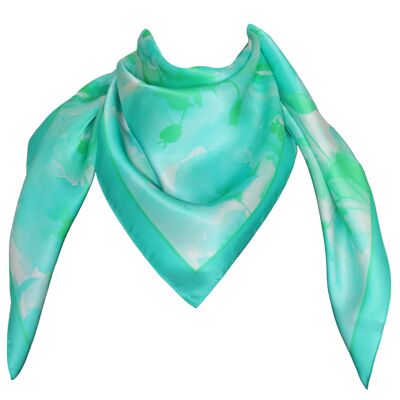 Foulard Seta 100% Dis 57698 Var 2 Turchese