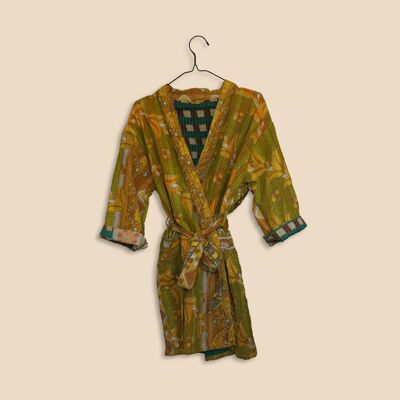 Abito Kimono Kantha/Cappotto Reversibile Taglia Unica