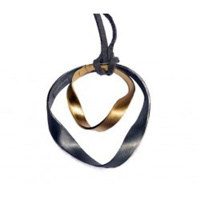 Pendentif Cercles Infint Noir et Or