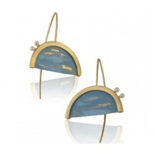 Pendientes Azules Vintage Gancho Grandes