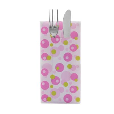 Cutlery napkin Bubbles in pink-green made of Linclass® Airlaid 40 x 40 cm, 12 pieces