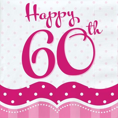 Servilletas de almuerzo Perfectly Pink Happy 60th 2 capas