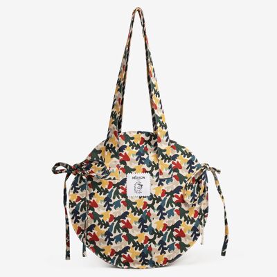 Round shopping bag, recycled cotton - Paulette (burst of colors)