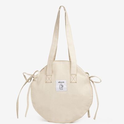 Round tote bag, recycled cotton - Paulette (ecru)
