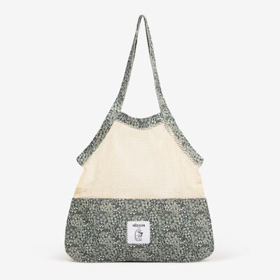 Net tote bag, recycled cotton - Charlie (flowers)