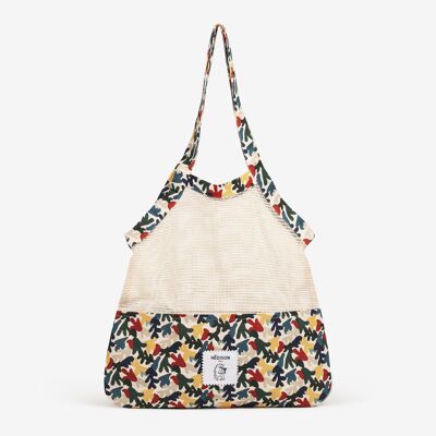 Net tote bag, recycled cotton - Charlie (burst of colors)