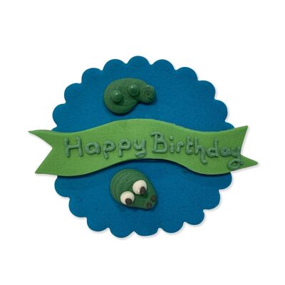 Placa de Sugarcraft de feliz cumpleaños de cocodrilo