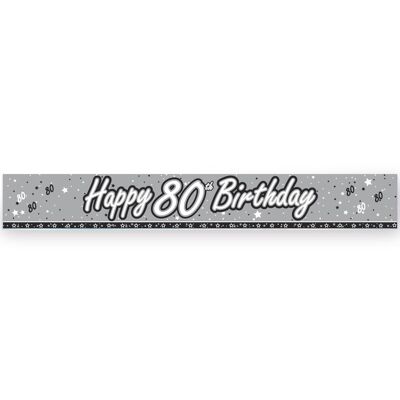 Banner in lamina d'argento e nero per l'80° compleanno