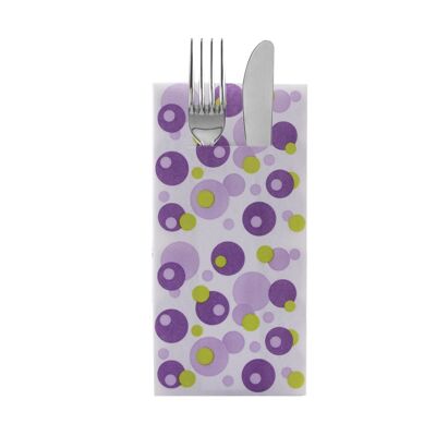Cutlery napkin Bubbles in violet-green made of Linclass® Airlaid 40 x 40 cm, 12 pieces