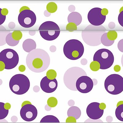 Camino de mesa Bubbles en verde violeta de Linclass® Airlaid 40 cm x 4,80 m, 1 pieza