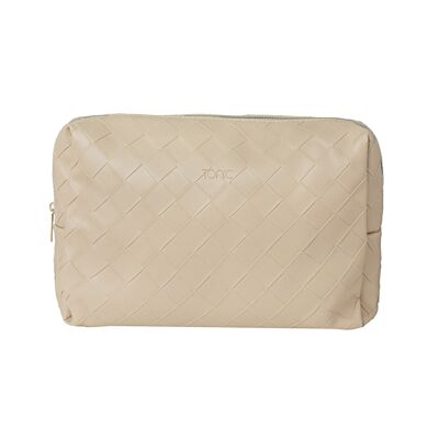 Beauty Bag grande con sabbia intrecciata tonica