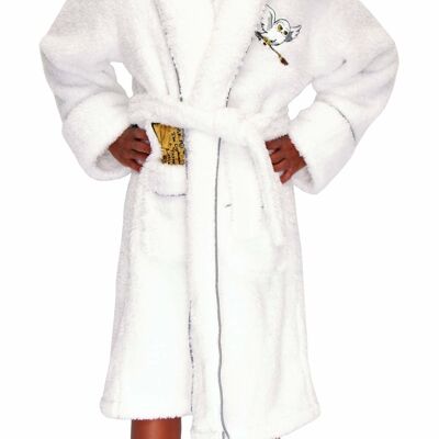 Hedwig Kids Harry Potter PolyFleece Hoodless Robe White Sparkle 3 sizes