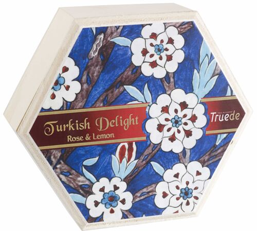 Wooden box Rose and Lemon Turkish delight