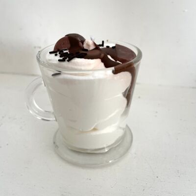 Bougie tasse cappuccino chocolat noisette