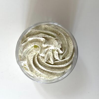 Mojito-scented exfoliating bath and shower whipped cream
