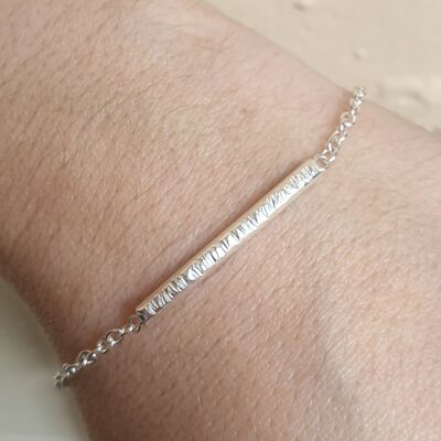 Textured silver bar bracelet