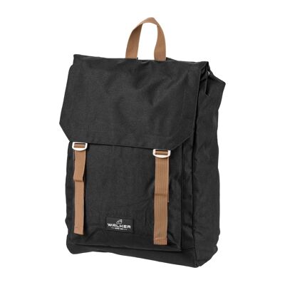 Walker by Schneiders Lifestyle Mochila NOMAD negro, 29 x 43 x 19 cm, 26L, Hauptfach mit Klappe, gepolstetes Laptopfach, kleines Fach mit Reisverschluss, Rucksack für Schule, Uni, Büro und Freizeit