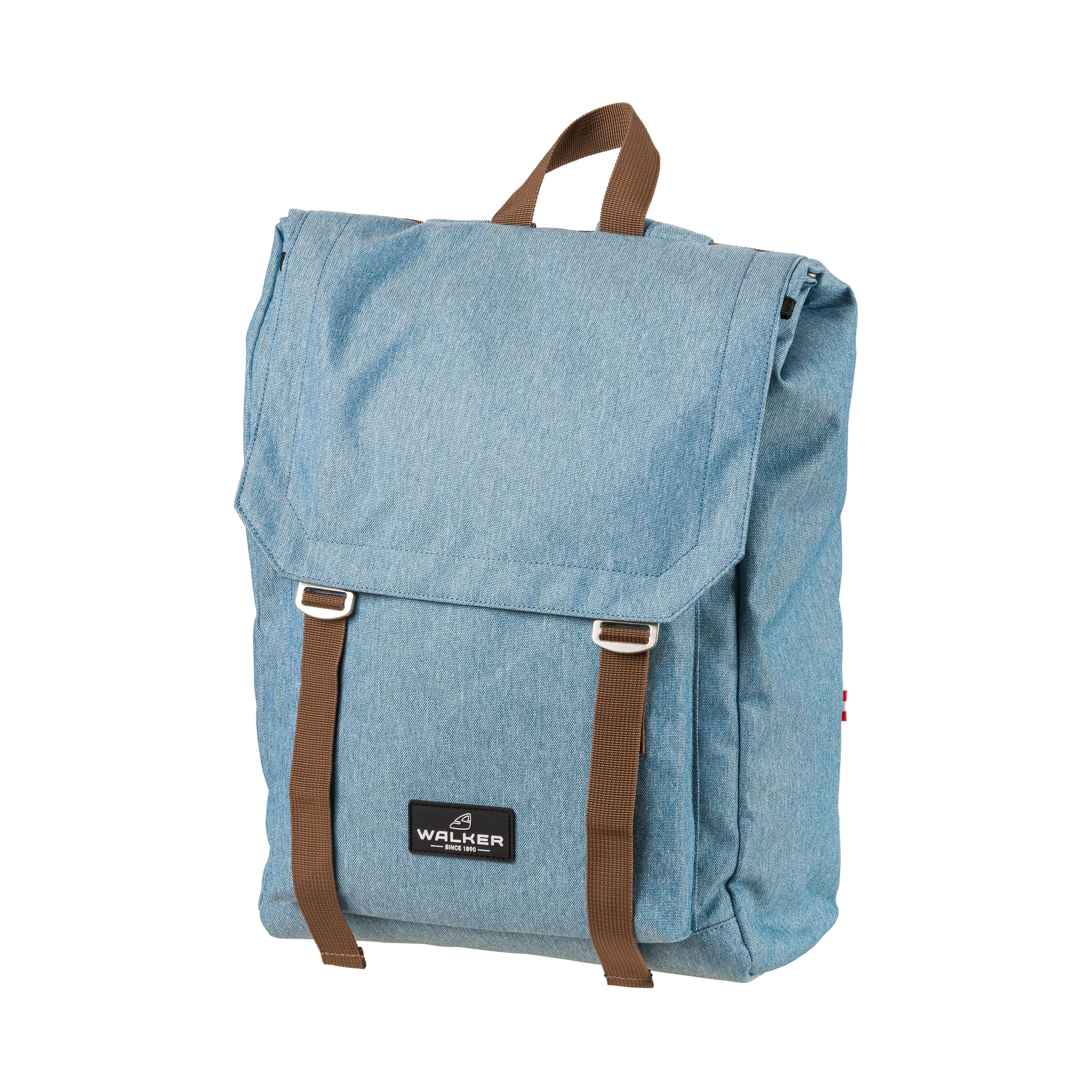 Walker by Schneiders Lifestyle Zaino NOMAD Washed Blue, 29 x 43 x 19 cm, 26L, Hauptfach mit Klappe, gepolstetes Laptopfach, kleines Fach mit Reisverschluss, Rucksack für Schule, Uni, Büro und Freizeit