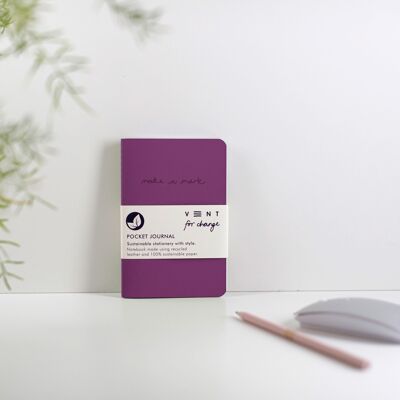 Notebook A6 Recycled Leather & Paper Journal - Purple