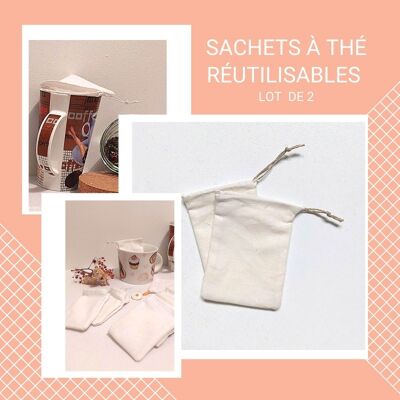 Set of 2 reusable bags for tea or infusion
