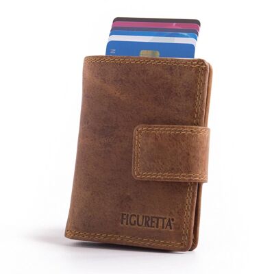 Figuretta Cardprotector Leather with zipper - Hunter Brown