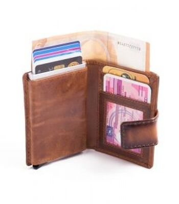 Figuretta Cardprotector Cuir avec fermeture éclair - Vintage Brown Burned 2