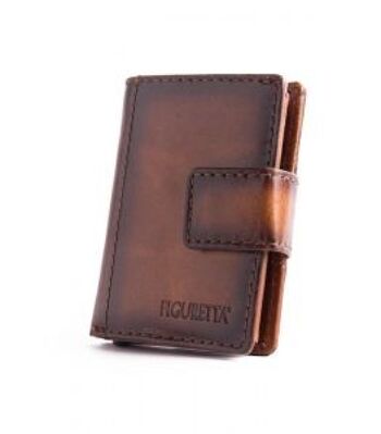 Figuretta Cardprotector Cuir avec fermeture éclair - Vintage Brown Burned 4