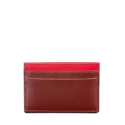 Porte carte cuir auburn et rouge / Card holder red and auburn