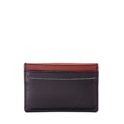 Porte carte cuir noir et auburn / Card holder black and auburn