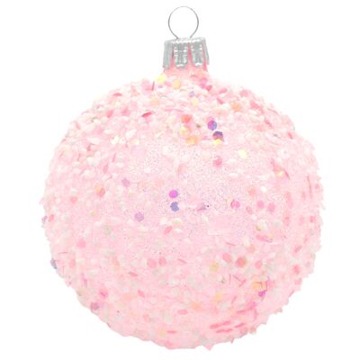 Glaskugel TWINKLE rosa mit Glassteinen & Glitzer 8cm - Weihnachtsschmuck