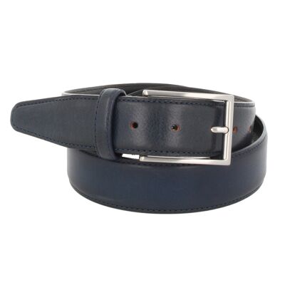 Cintura Uomo Pelle Blu Navy Vacchetta