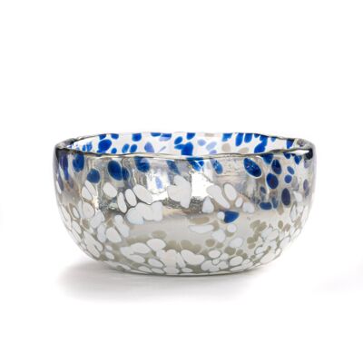 Blue Speckled Glass 4 wick Bowl Candle