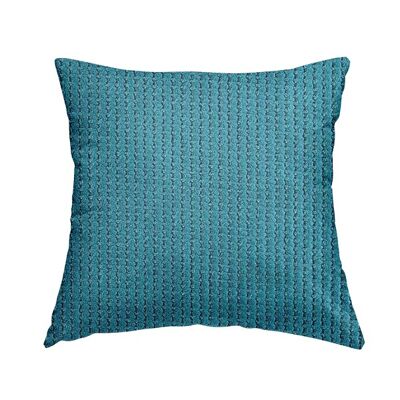 Polyester Fabric Plush Wave Ripple Teal Plain Cushions Piped  Finish Handmade To Order