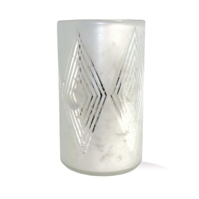 Silver Geo Mercury Glass 120HR Candle