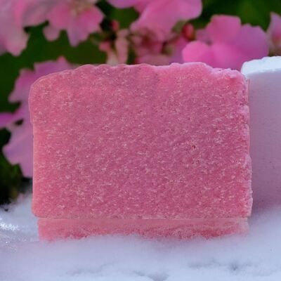 Barra de ducha exfoliante de azúcar y espuma Mágica Marshmallow VEGAN