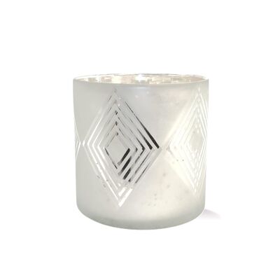 Silver Geo Mercury Glass 80HR Candle