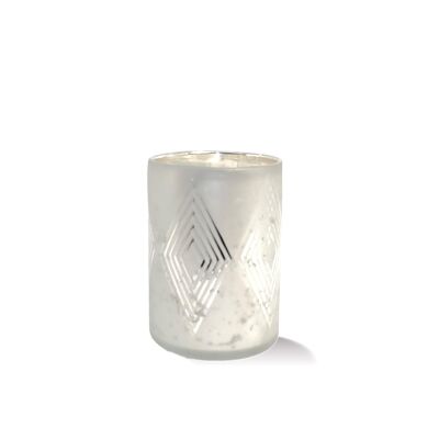 Silver Geo Mercury Glass 50HR Candle