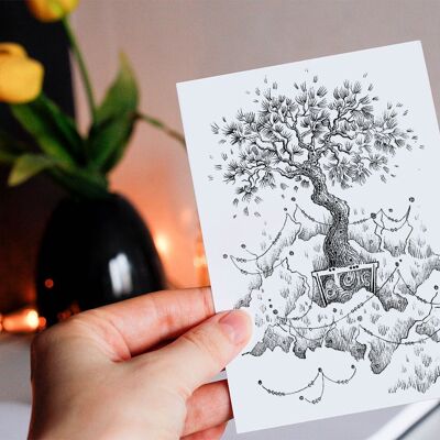 Tarjeta de felicitaciones temática del árbol de los bonsais de <br> Agrega Estilo A Su Móvil! A6 | Sensación suave al tacto.
