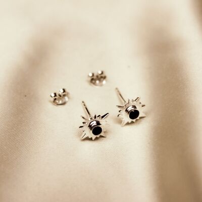 Aurora studs - sun onyx silver